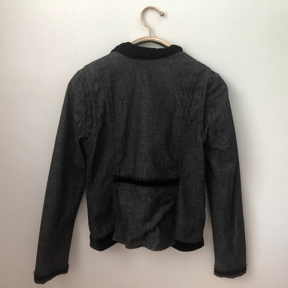 Habitual Jean Jacket Velvet Ruffles Denim Blazer - Picture 3 of 8